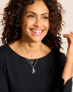 Tommy Bahama Coral Isles Sealife Charm Layered Necklace Gold Hot