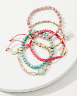 Tommy Bahama Coral Isles Semi-Precious Stone & Pearl Bracelet Set Multicolor Discount