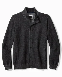 Tommy Bahama Crescent Shore IslandZone® Button-Mock Cardigan Charcoal Clearance