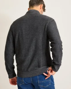 Tommy Bahama Crescent Shore IslandZone® Button-Mock Cardigan Charcoal Clearance