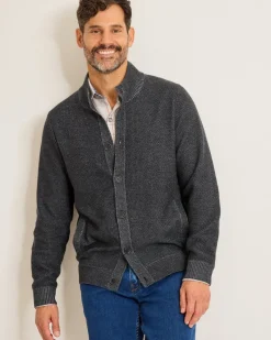 Tommy Bahama Crescent Shore IslandZone® Button-Mock Cardigan Charcoal Clearance