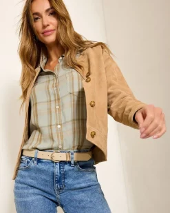 Tommy Bahama Cropped Suede Jacket Cafe Au Lait Clearance