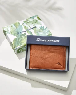 Tommy Bahama Crunch Slimfold Wallet Tan New