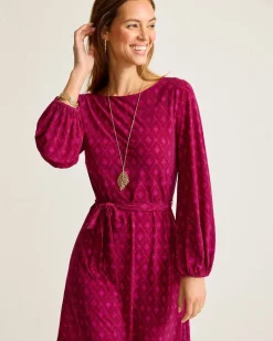 Tommy Bahama Diamond Cay Long-Sleeve Dress Night Flower Hot