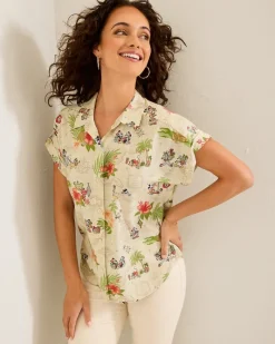 Tommy Bahama Disney Huladay Adventures Camp Shirt Bleached Sand New