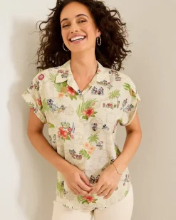 Tommy Bahama Disney Huladay Adventures Camp Shirt Bleached Sand New