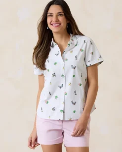 Tommy Bahama Disney Nova Wave Beach Cruiser Camp Shirt White Hot