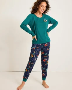 Tommy Bahama Disney Women's Long Sleeve & Pants Family Pajama Set Tropical Teal Online