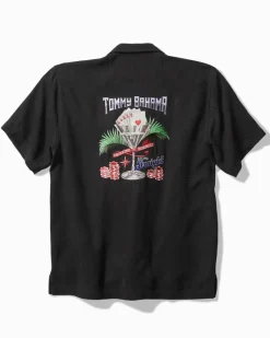 Tommy Bahama Drinking Doubles Silk Camp Shirt Black Hot