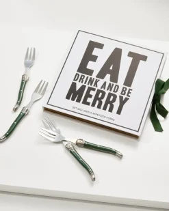 Tommy Bahama Eat, Drink & Be Merry Appetizer Fork Set Green Sale