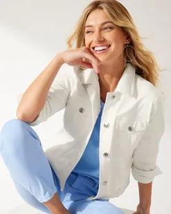 Tommy Bahama Ella Twill Jean Jacket White New