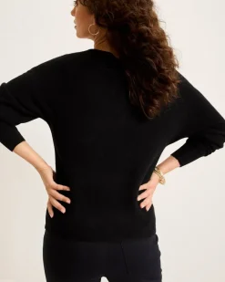 Tommy Bahama Embellished Pineapple Cashmere-Blend Sweater Black Hot