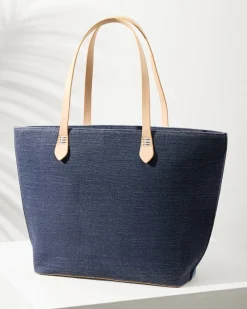 Tommy Bahama Embroidered Fiesta Crab Tote Blue Hot