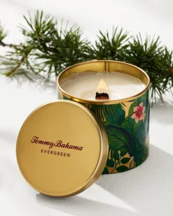 Tommy Bahama 10.6-oz. Floral Embossed Candle Tin Evergreen New