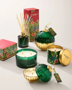 Tommy Bahama 10.6-oz. Floral Embossed Candle Tin Evergreen New