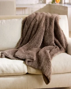 Tommy Bahama Faux Sable Knit Throw Mink Discount