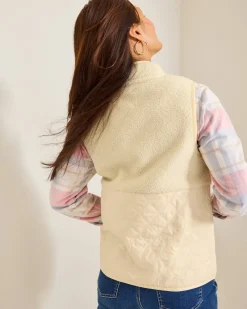 Tommy Bahama Faux Sherpa Hybrid Vest New Ecru Best