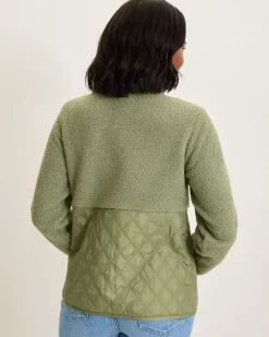 Tommy Bahama Faux Sherpa Quilted Hybrid Jacket Dusty Thyme Clearance