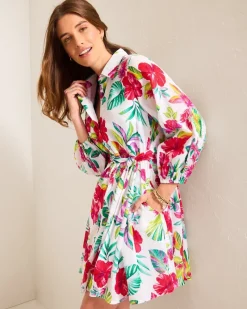 Tommy Bahama Fiesta Floral Coverup Shirt Dress White Discount