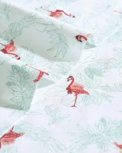 Tommy Bahama Flamingo Santa 4-Piece Queen Sheet Set Red/Green Hot