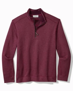 Tommy Bahama Flip Coast Reversible Half-Zip Sweatshirt Rum Berry Heather Hot