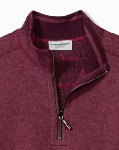 Tommy Bahama Flip Coast Reversible Half-Zip Sweatshirt Rum Berry Heather Hot
