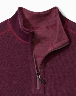 Tommy Bahama Flip Coast Reversible Half-Zip Sweatshirt Rum Berry Heather Hot