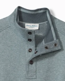 Tommy Bahama Flip Coast Reversible Snap Mock Sweatshirt Dark Twilight Blue Heather New