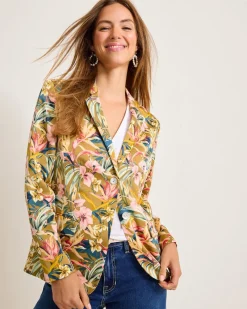 Tommy Bahama Flora Amora Satin Blazer Greek Olive Hot