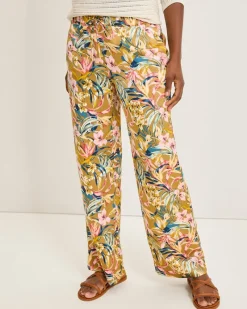 Tommy Bahama Flora Amora Satin Pants Greek Olive Clearance