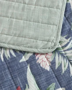 Tommy Bahama Floral Enchantment Reversible 3-Piece Full/Queen Quilt Set Deep Blue
