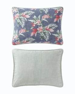 Tommy Bahama Floral Enchantment Reversible 3-Piece Full/Queen Quilt Set Deep Blue