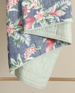Tommy Bahama Floral Enchantment Reversible 3-Piece Full/Queen Quilt Set Deep Blue