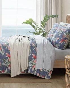 Tommy Bahama Floral Enchantment Reversible 3-Piece King Quilt Set Deep Blue Online