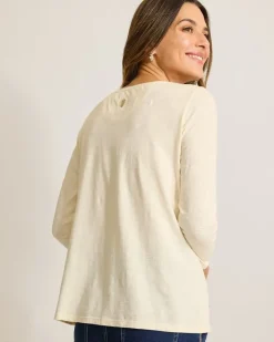 Tommy Bahama Forever Fronds Embellished Lux 3/4-Sleeve T-Shirt Coconut Online