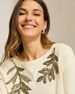 Tommy Bahama Forever Fronds Embellished Lux 3/4-Sleeve T-Shirt Coconut Online