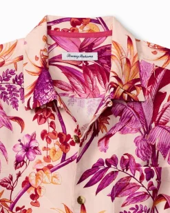 Tommy Bahama Garden of Hope and Courage Silk Camp Shirt Peach Bud Outlet