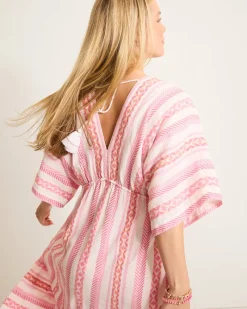 Tommy Bahama Geo Jacquard Midi Coverup Dress Preppy Pink Sale