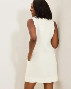 Tommy Bahama Geometric Embroidered Linen Shift Dress Bright White Sale