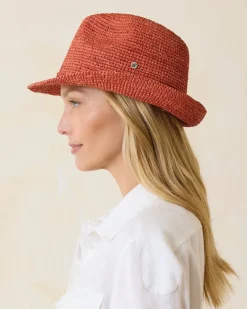 Tommy Bahama Gigi Crochet Raffia Hat Hibiscus Discount