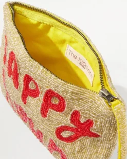 Tommy Bahama Happy Hour Beaded Clutch Gold New