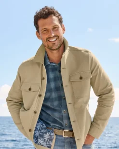 Tommy Bahama Harbor Point Shirt Jacket Stone Khaki Discount