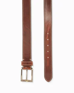 Tommy Bahama Heavy Stitch Leather Belt Brown Outlet