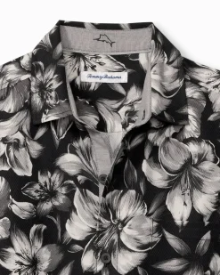 Tommy Bahama Hibiscus Hideaway Silk Camp Shirt Black Discount