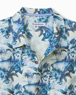 Tommy Bahama Hidden Horizons Silk Camp Shirt Myka Blue New