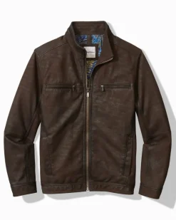 Tommy Bahama Highland Rocker Leather Jacket Dark Brown Best