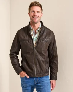 Tommy Bahama Highland Rocker Leather Jacket Dark Brown Best