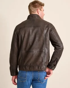 Tommy Bahama Highland Rocker Leather Jacket Dark Brown Best