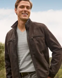 Tommy Bahama Highland Rocker Leather Jacket Dark Brown Best