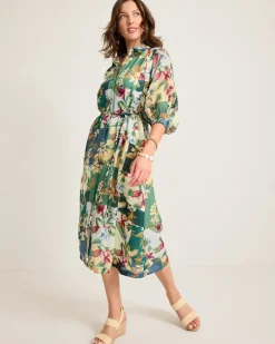 Tommy Bahama Hightide Flora Midi Shirt Dress Bonsai Outlet